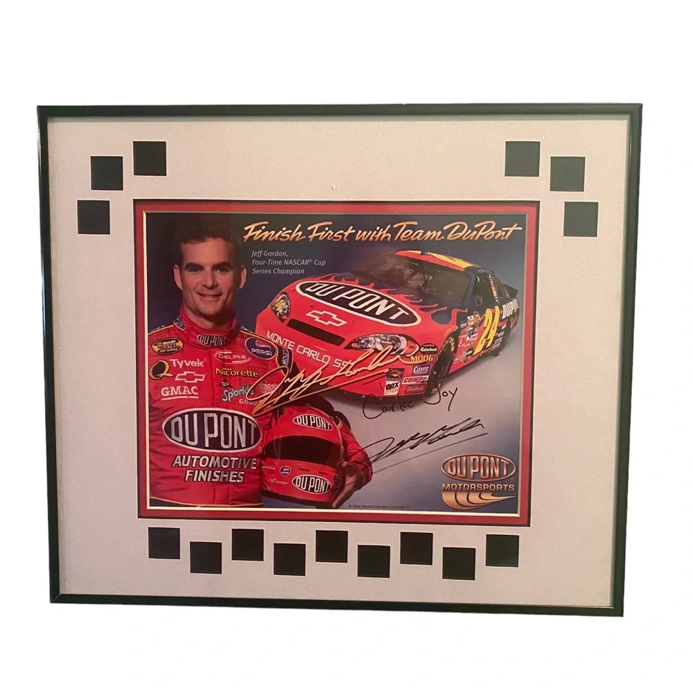 Jeff Gordon autographed & framed picture. Excellent condition.